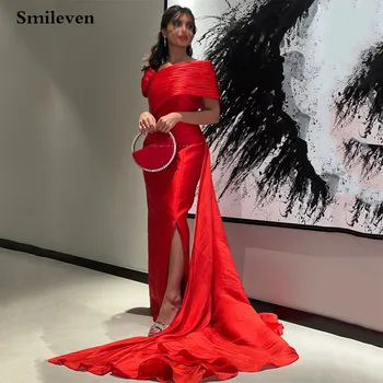 Красные вечерние платья Smileven с длинным шлейфом, халат с разрезом, платье для выпускного вечера 2023