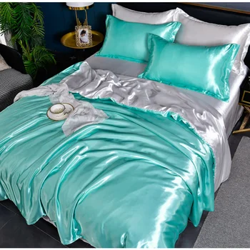 Высококачественное гладкое стеганое одеяло королевского размера, новый роскошный атласный пододеяльник, Однотонное одеяло королевского размера, высококачественное стеганое одеяло