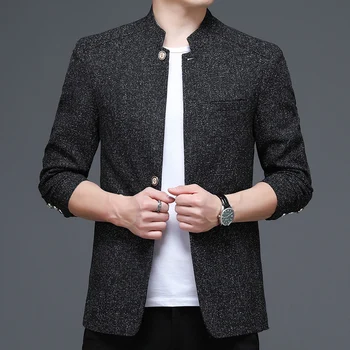 Первоклассный бренд нового стиля, повседневная мода, приталенный деловой Серый Классический мужской костюм, куртки, блейзеры, пальто, мужская одежда