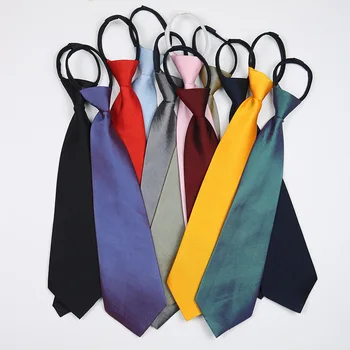 Повседневный галстук-молния 8 * 38 см, черный, белый, красный, однотонный полиэстер, аксессуары для мальчиков и девочек, простота для вечеринок, галстуки для повседневной носки