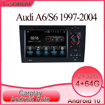 Topcarnavi Android автомобильный мультимедийный DVD стерео радио видео GPS ГЛОНАСС навигация CarPlay для Audi A6/S6 (1997-2004) 2din