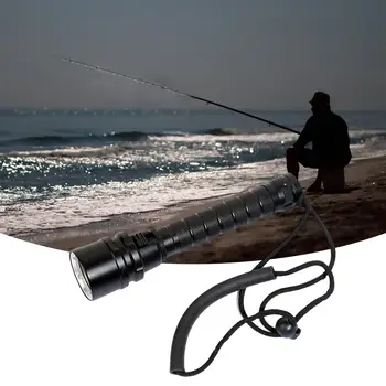 Светодиодный фонарик для подводного плавания с хвостовой веревкой из алюминиевого сплава, супер яркий водонепроницаемый фонарик для подводного плавания для рыбалки на открытом воздухе, пеших прогулок