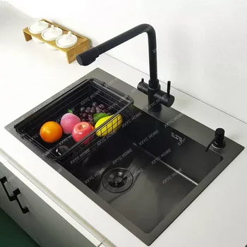 Черная кухонная раковина над столешницей или под раковиной для мытья овощей, кухонные принадлежности для кухни, новинки для кухни