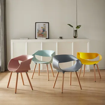 Современный минималистичный домашний стул Пластиковый Скандинавский обеденный стул для интернет-знаменитостей со спинкой Стул для отдыха Стул для переговоров