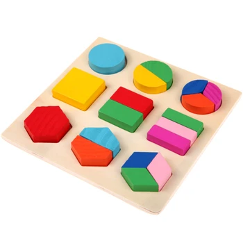 Для маленьких детей Деревянная доска-головоломка Обучающая развивающая игрушка Геометрические пазлы Игрушки Монтессори Деревянные игрушки-головоломки