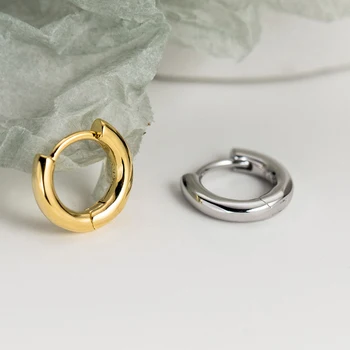 Новые Гладкие серьги-кольца из настоящего серебра 925 пробы для женщин, Корейские круглые украшения, Серьги для повседневной носки Темпераментной девушки