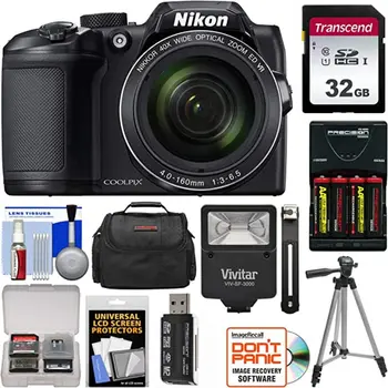 Цифровая камера Nikon Coolpix B500 Wi-Fi (черная) с картой памяти 32 ГБ + аккумуляторы и зарядное устройство + чехол + Штатив + комплект вспышки (обновлен)