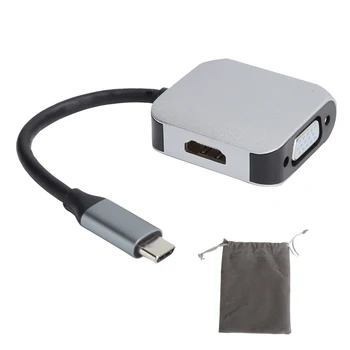 Совместимость Type-C с HDMI + 1080P VGA USB-концентратор, адаптер для док-станции, подключи и играй