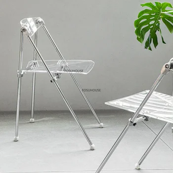Современный акриловый обеденный стул для ресторана, мебель, складные стулья, Креативный Прозрачный дизайн, пластиковый стул для макияжа в спальне