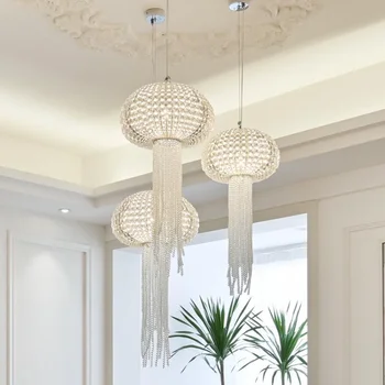 Светодиодная лампа, современная люстра из прозрачного хрусталя, декоративное освещение в форме медузы для гостиной-острова