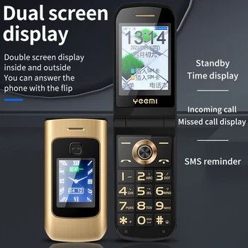 K21 Разблокировка дешевого флип-телефона с двойным экраном, быстрый набор, SOS MP3 FM, Кнопка фонарика, клавиатура, металлический сотовый телефон 2G