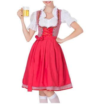 Костюм Немецкого фестиваля пива на Хэллоуин, женское платье для взрослых, униформа Октоберфеста, нарядное платье для косплея с низким вырезом, комплект униформы