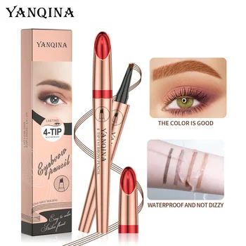 YANQINA, 4-цветный жидкий карандаш для бровей, профессиональная ручка для бровей, водонепроницаемая, стойкая к поту, 24-часовая ручка для бровей для естественного макияжа