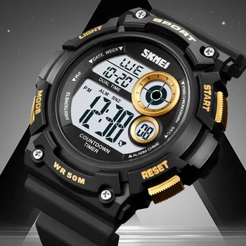SKMEI Модные Водонепроницаемые Спортивные Часы Серии Cool Double Time Countdown EL Luminous Простые Мужские Электронные часы 2017