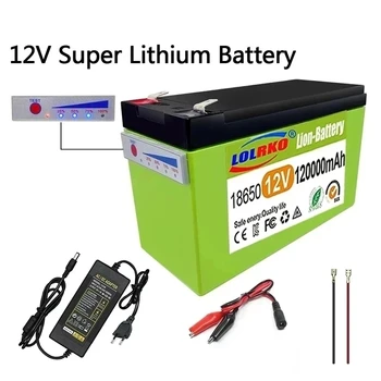 Батарея 12V 50Ah 18650 литиевая аккумуляторная батарея подходит для солнечной энергии и отображения заряда аккумулятора электромобиля + зарядное устройство 12V3A