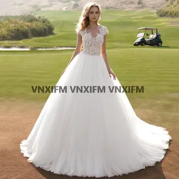 2022 Элегантное Кружевное свадебное платье Принцессы, бальное платье без рукавов с V-образным вырезом Для женщин, Свадебное платье с аппликацией, свадебное платье для свадьбы