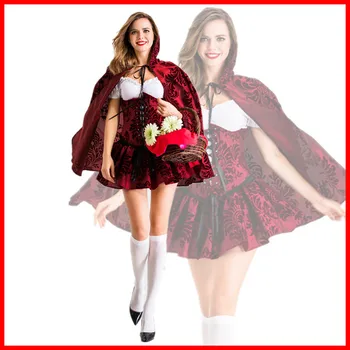 Хэллоуин Косплей Классическая сказка Красная Шапочка Одежда для выступлений Сценический костюм для ролевых игр Оптом