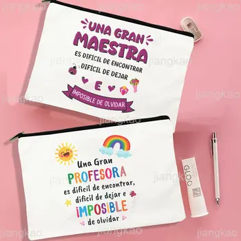 Косметичка с испанским принтом, женская косметичка для путешествий, Органайзер для туалетных принадлежностей, школьные сумки для карандашей, подарки для учителя