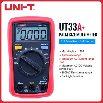 UNI-T Мини Цифровой Дисплей Мультиметр 600 В Бесконтактный Тестер Температуры Емкости Амперметр с защитой от выгорания Вольтметр UT33A +/B +/C +/D +