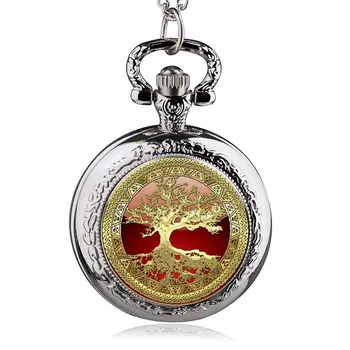 Новые кварцевые карманные часы с рисунком дерева, брелок-цепочка, ожерелье, Лучший подарок для мужчин и женщин, ретро-карман