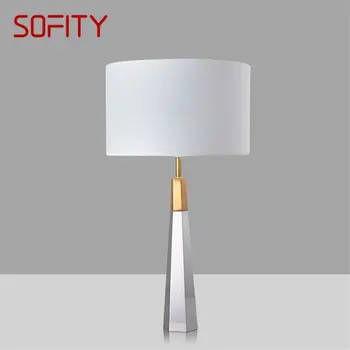 Современные настольные лампы SOFITY для спальни Дизайн E27 Белый хрустальный настольный светильник Домашний светодиодный декоративный для фойе Прикроватный офис