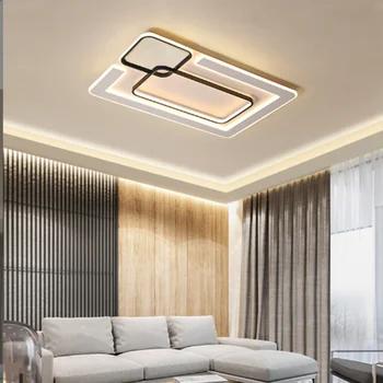 Подвесные светильники Прямоугольный светодиодный потолок в гостиной, современные умные лампы с дистанционным управлением Для оформления интерьера столовой кабинета