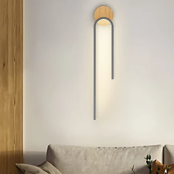 Прикроватный настенный светильник для спальни Минималистичное деревянное художественное Домашнее Декоративное освещение Простой коридор Фоновые настенные светильники для гостиной
