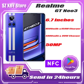 Realme GT Neo 3 Новый официальный оригинальный сотовый телефон 5G Dimensity8100 6,7 дюймов 4500 мАч 150 Вт Dash Charge 50MP Android12 NFC