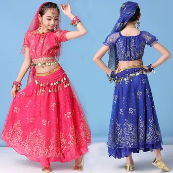Одежда для танцовщиц танца живота для девочек, костюмы для индийских танцев из Болливуда для детей, детская сексуальная одежда для танца живота, Восточные танцы для мальчишников