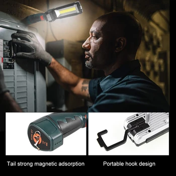 Светодиодный ручной фонарик с вращением на 360 градусов, аварийная лампа COB, USB-зарядка, портативный фонарик для аварийного обслуживания автомобиля на открытом воздухе