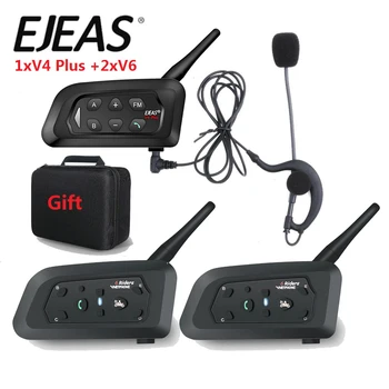EJEAS V4C V6 3 пользователя Гарнитура внутренней связи футбольного судьи 1200 М Полнодуплексные наушники Bluetooth Футбольный гандбол Хоккейный переговорный телефон