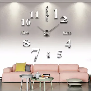 Diy 3D Настенные часы 2023 Новые Зеркальные наклейки на стену Креативная Съемная Художественная наклейка Домашний декор Гостиная Кварцевые часы Игла