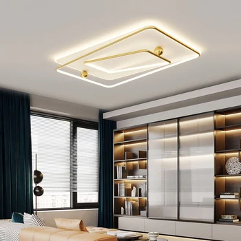 Современный золотой светодиодный потолочный светильник для гостиной, спальни, кабинета, крыши дома, Белая Люстра с квадратным креплением, Светильники 2022