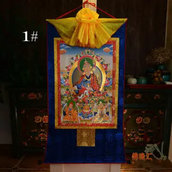 Тибетский буддийский Будда Шелковый с позолотой Тханка Тханка Гуру Ринпоче ПадмаСамбхав 61 см