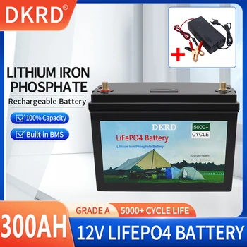Литий-железо-фосфатная батарея LiFePO4 12V 300Ah Встроенный цикл BMS 5000 + Для Замены Большей части резервного источника питания Домашнего хранилища энергии
