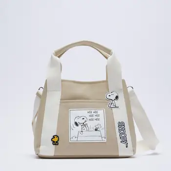 Snoopy 2022 летняя новая холщовая женская сумка через плечо, сумка-мессенджер, сумка для покупок с широким плечевым ремнем большой вместимости.