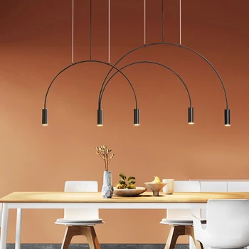 Дизайнерская люстра для столовой Эспрессо в скандинавском стиле, простое современное освещение для бара в столовой, Геометрическая художественная линия, Ресторанная лампа