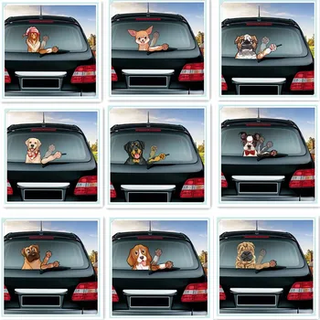 Наклейки на стеклоочистители с мультяшной собакой, машущей рукой, ПВХ Наклейки на стеклоочистители заднего стекла, наклейки на заднее лобовое стекло, автомобильные наклейки и отличительные знаки, автомобильные аксессуары