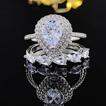 Модный набор обручальных колец для невесты серебристого цвета Или подарок на годовщину для женщин, ювелирные изделия Оптом R7054