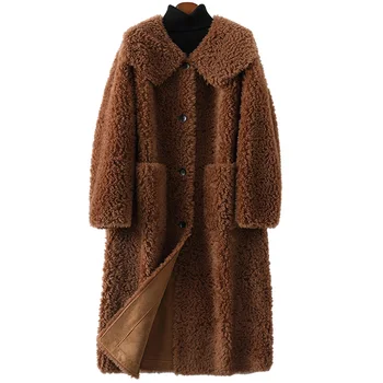 Hwitex Минимализм, женская зимняя шерстяная шуба, женский воротник с лацканами, роскошный тренч, женское длинное шерстяное пальто HW1132