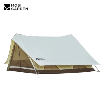 Походная палатка MOBI GARDEN на открытом воздухе, складывающаяся, переносная, на 3-4 человека, хлопковая палатка с сетчатой вентиляцией, защита от солнца и дождя