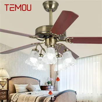 Потолочный Вентилятор TEMOU Light Большая 52-Дюймовая Лампа С Дистанционным Управлением Современный Простой Светодиодный Светильник Для Домашней Гостиной