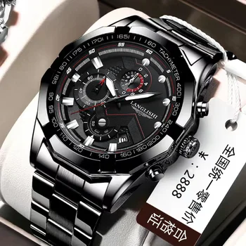 LANGLISHI Мужские спортивные часы с большим циферблатом Бренд класса Люкс Кварцевые часы Мужские наручные часы Водонепроницаемые светящиеся часы для мужчин Студенческий подарок