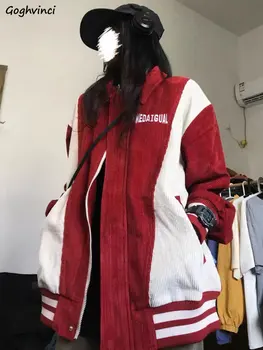 Вельветовые Куртки, Пальто для Женщин BF High Street Harajuku Унисекс, Американское Ретро, Универсальные Повседневные Модные Шикарные Свободные Школьницы