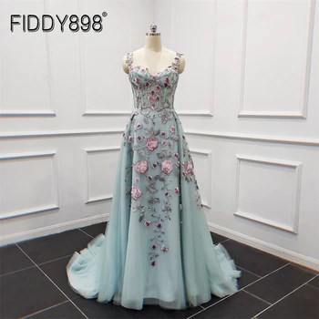 Вечерние платья с 3D цветочным рисунком, элегантное роскошное свадебное платье, аппликация из двух частей, официальное вечернее платье для женщины LWC6566