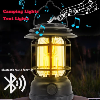 Bluetooth Фонарь для кемпинга, Ретро Лампа для палатки, Уличная портативная водонепроницаемая Перезаряжаемая Многофункциональная лампа для кемпинга, лампа для лошади