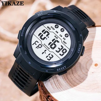 Военные спортивные часы Мужские цифровые часы с большим циферблатом, спортивные мужские часы со светодиодной подсветкой, противоударные часы с обратным отсчетом, Водонепроницаемый часовой браслет