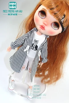 Одежда Blyth для кукол Azone OB22 OB24, модная рубашка в полоску, жилет, джинсы, игрушки в подарок