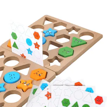 Блоки геометрической формы из дерева Монтессори, соответствующие цвету, обучающие игрушки, развивающие познавательные способности для девочек, мальчиков, детей младшего возраста