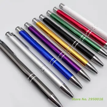 10шт Выдвижных шариковых ручек, рабочая ручка со средней точкой, 1,0 мм, черные / синие чернила, Металлическая шариковая ручка, Удобные ручки для письма
